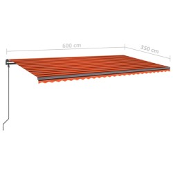 Markise Manuell Einziehbar mit LED 6x3,5 m Orange und Braun