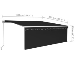 Markise Manuell Einziehbar mit Rollo 4x3 m Anthrazit