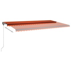 Markise Manuell Einziehbar mit LED 600x300 cm Orange Braun