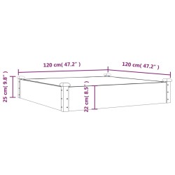 Hochbeet mit Einsatz Grau 120x120x25 cm Massivholz Tanne