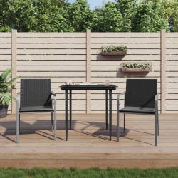 Gartenstühle mit Kissen 2 Stk. Schwarz 56x59x84 cm Poly Rattan