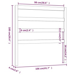 Kopfteil Grau 106x4x100 cm Massivholz Kiefer