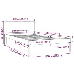 Massivholzbett Honigbraun Kiefer 100x200 cm