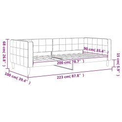 Tagesbett Hellgrau 90x200 cm Samt