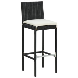 Barhocker mit Kissen 6 Stk. Schwarz Poly Rattan