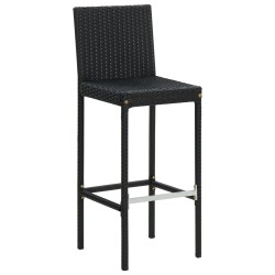 Barhocker mit Kissen 6 Stk. Schwarz Poly Rattan