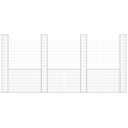 Gabionenkorb U-Form mit 5 Säulen Eisen 500x20x200 cm