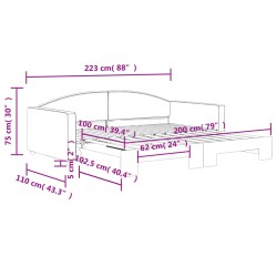 Tagesbett Ausziehbar Hellgrau 100x200 cm Stoff