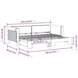 Tagesbett Ausziehbar Dunkelgrau 80x200 cm Samt