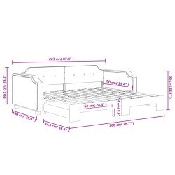 Tagesbett Ausziehbar Schwarz 90x200 cm Stoff