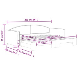 Tagesbett Ausziehbar Taupe 90x200 cm Stoff