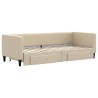 Tagesbett Ausziehbar mit Schubladen Creme 80x200 cm Stoff