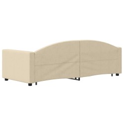 Tagesbett Ausziehbar Creme 80x200 cm Stoff