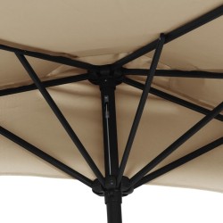 Balkon-Sonnenschirm mit Alu-Mast Taupe 300x155 cm Halbrund