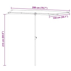 Sonnenschirm mit Aluminium-Mast 2x1,5 m Bordeauxrot