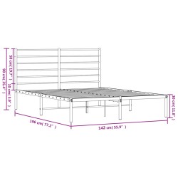 Bettgestell mit Kopfteil Metall Schwarz 135x190 cm