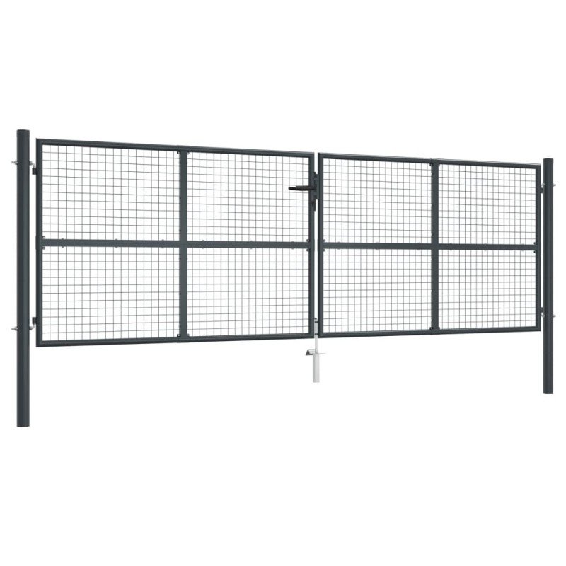 Mesh-Gartentor Verzinkter Stahl 400 x 175 cm Grau