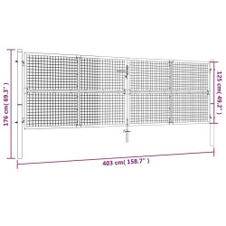 Mesh-Gartentor Verzinkter Stahl 400 x 175 cm Grau