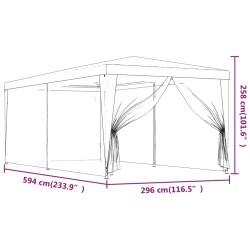 Partyzelt mit 6 Mesh-Seitenwänden Grün 3x6 m HDPE