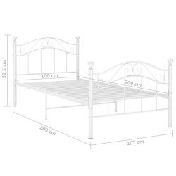 Bett Weiß Metall 100x200 cm