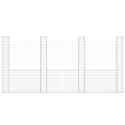 Gabionenkorb U-Form mit 4 Säulen Eisen 380x20x200 cm