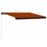 Markise Manuell Einziehbar mit LED 450x300 cm Orange & Braun