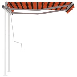 Markise Manuell Einziehbar mit Pfosten 3x2,5 m Orange & Braun