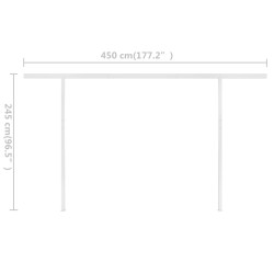 Markise Manuell Einziehbar mit Pfosten 4x3 m Creme