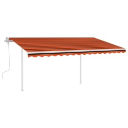 Markise Manuell Einziehbar mit Pfosten 4x3 m Orange & Braun