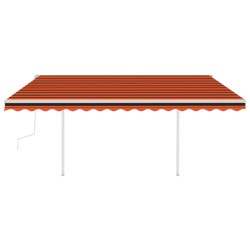 Markise Manuell Einziehbar mit Pfosten 4x3 m Orange & Braun