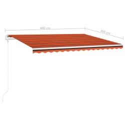 Markise Manuell Einziehbar mit Pfosten 4x3 m Orange & Braun