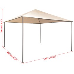 Pavilion Partyzelt Überdachung 4x4 m Stahl Beige