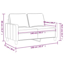 2-Sitzer-Sofa Schwarz 140 cm Samt