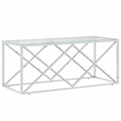 Couchtisch 110x45x45 cm Edelstahl und Glas