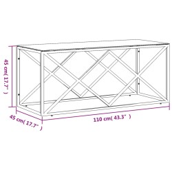 Couchtisch 110x45x45 cm Edelstahl und Glas