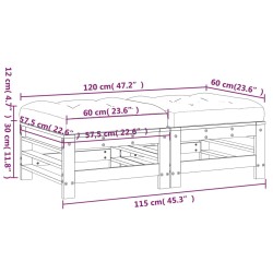 Gartenhocker mit Kissen 2 Stk. Massivholz Kiefer