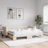 Tagesbett Ausziehbar mit Matratzen Creme 80x200 cm Stoff