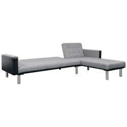 Schlafsofa L-Form Stoff Schwarz und Grau