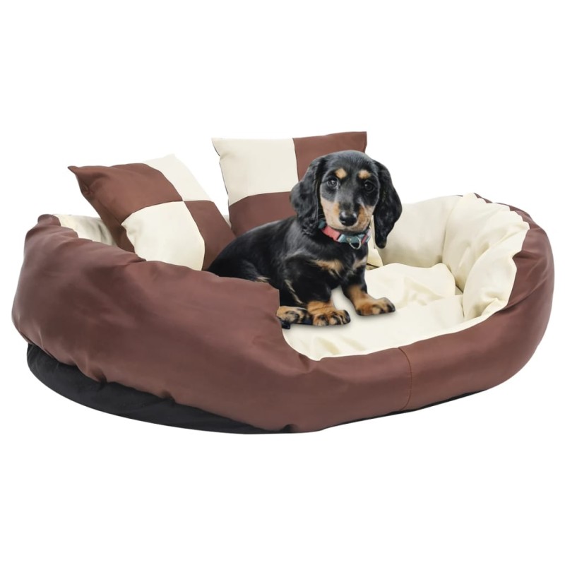 Hundekissen Wendbar und Waschbar Braun und Creme 85x70x20 cm