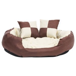 Hundekissen Wendbar und Waschbar Braun und Creme 85x70x20 cm