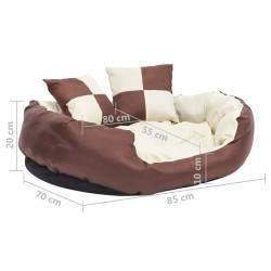 Hundekissen Wendbar und Waschbar Braun und Creme 85x70x20 cm