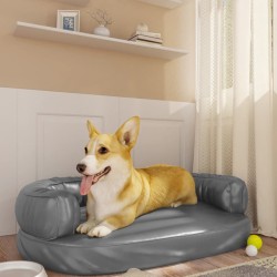 Hundebett Ergonomisch Schaumstoff Grau 75x53 cm Kunstleder