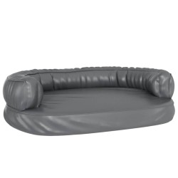 Hundebett Ergonomisch Schaumstoff Grau 75x53 cm Kunstleder