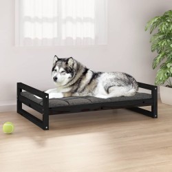 Hundebett Schwarz 105,5x75,5x28 cm Massivholz Kiefer