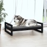 Hundebett Schwarz 105,5x75,5x28 cm Massivholz Kiefer