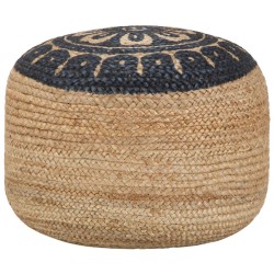 Handgefertigter Sitzpuff Blau 45 x 30 cm Jute