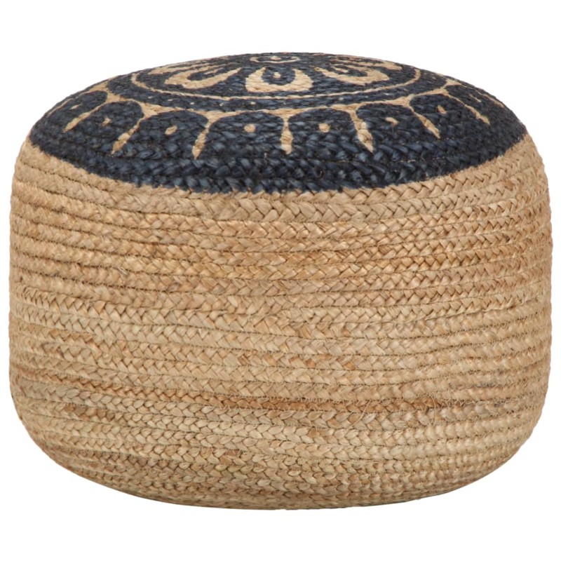 Handgefertigter Sitzpuff Blau 45 x 30 cm Jute