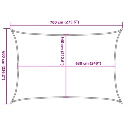 Sonnensegel 160 g/m² Schwarz 6x7 m HDPE