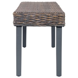 Sitzbank 110 cm Grau Natur Kubu-Rattan und Massivholz Mango