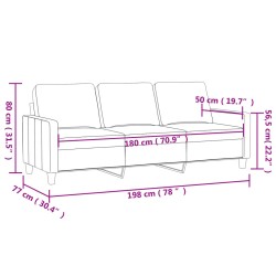 3-Sitzer-Sofa Weinrot 180 cm Stoff